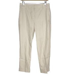LOFT 2 Cream Almondine The Devin Slim Pants in Twill Ankle Cotton Linen Stretch